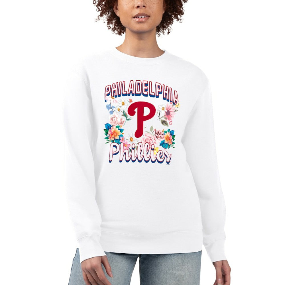 Philadelphia Phillies G-III 4Her by Carl Banks Women's Flowers Graphic Pullover Sweatshirt - White Pullover