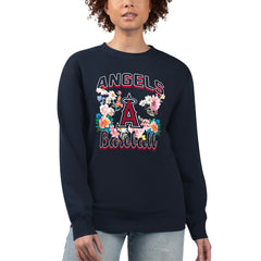 Los Angeles Angels G-III 4Her by Carl Banks Women's Flowers Graphic Pullover Sweatshirt - Navy Pullover