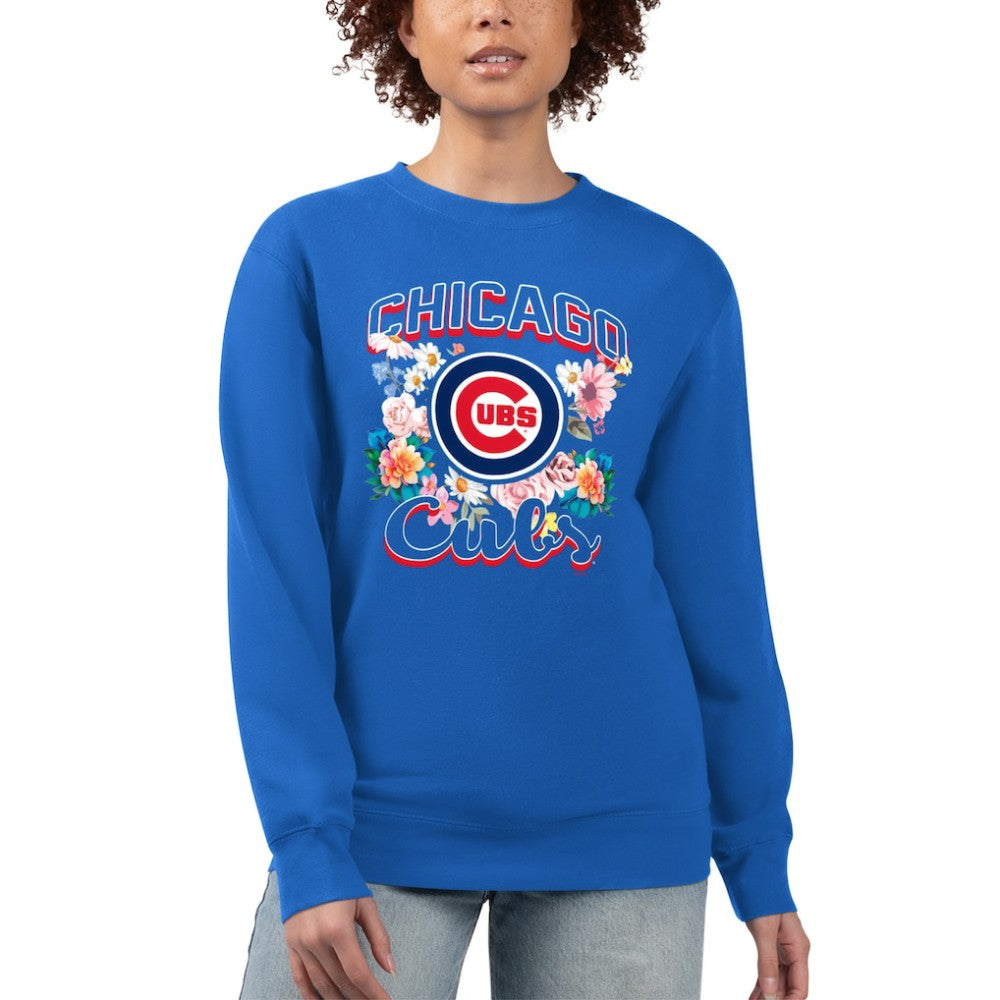 Chicago Cubs G-III 4Her by Carl Banks Women's Flowers Graphic Pullover Sweatshirt - Royal Pullover