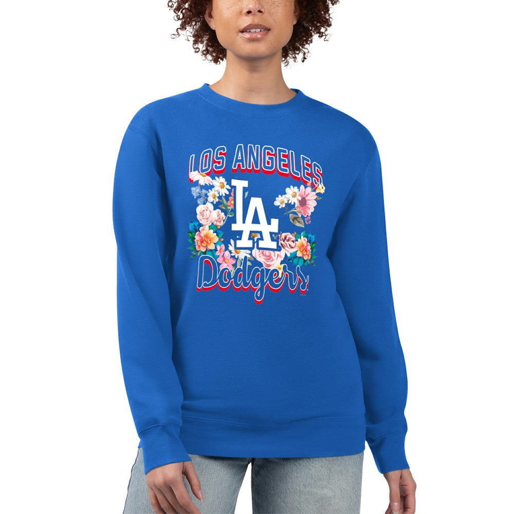 Los Angeles Dodgers G-III 4Her by Carl Banks Women's Flowers Graphic Pullover Sweatshirt - Royal Pullover
