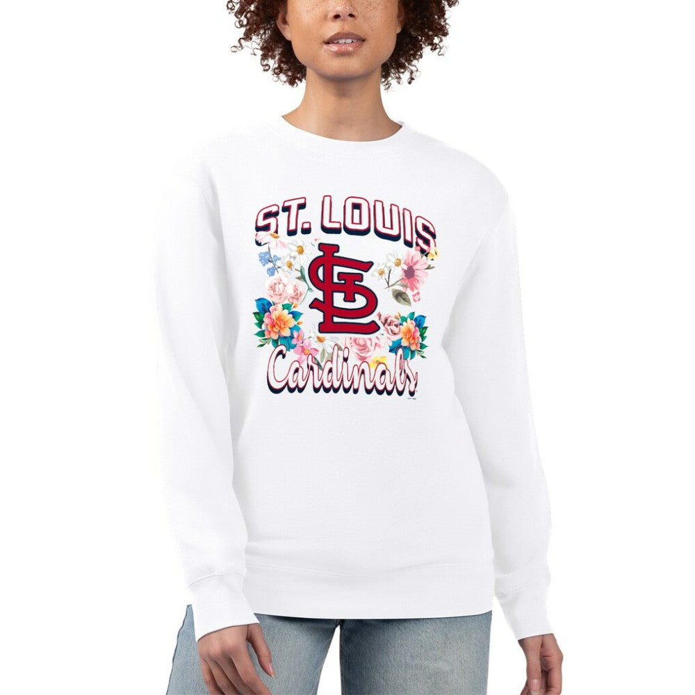 St. Louis Cardinals G-III 4Her by Carl Banks Women's Flowers Graphic Pullover Sweatshirt - White Pullover