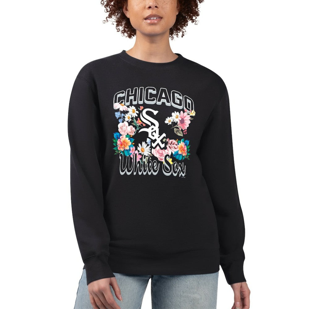 Chicago White Sox G-III 4Her by Carl Banks Women's Flowers Graphic Pullover Sweatshirt - Black Pullover