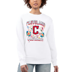 Cleveland Guardians G-III 4Her by Carl Banks Women's Flowers Graphic Pullover Sweatshirt - White Pullover