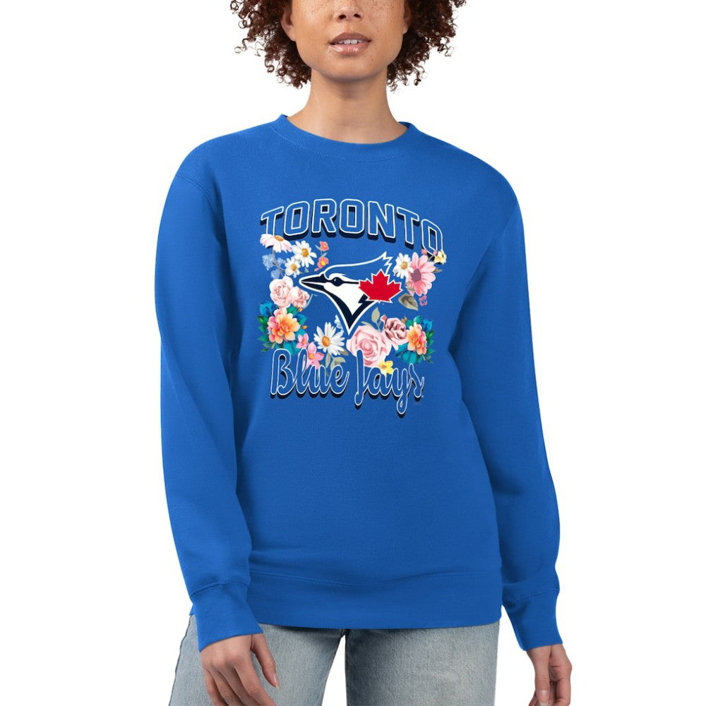 Toronto Blue Jays G-III 4Her by Carl Banks Women's Flowers Graphic Pullover Sweatshirt - Royal Pullover