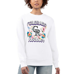 Colorado Rockies G-III 4Her by Carl Banks Women's Flowers Graphic Pullover Sweatshirt - White Pullover