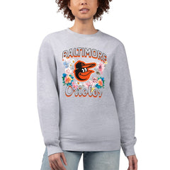 Baltimore Orioles G-III 4Her by Carl Banks Women's Flowers Graphic Pullover Sweatshirt - Heather Gray Pullover