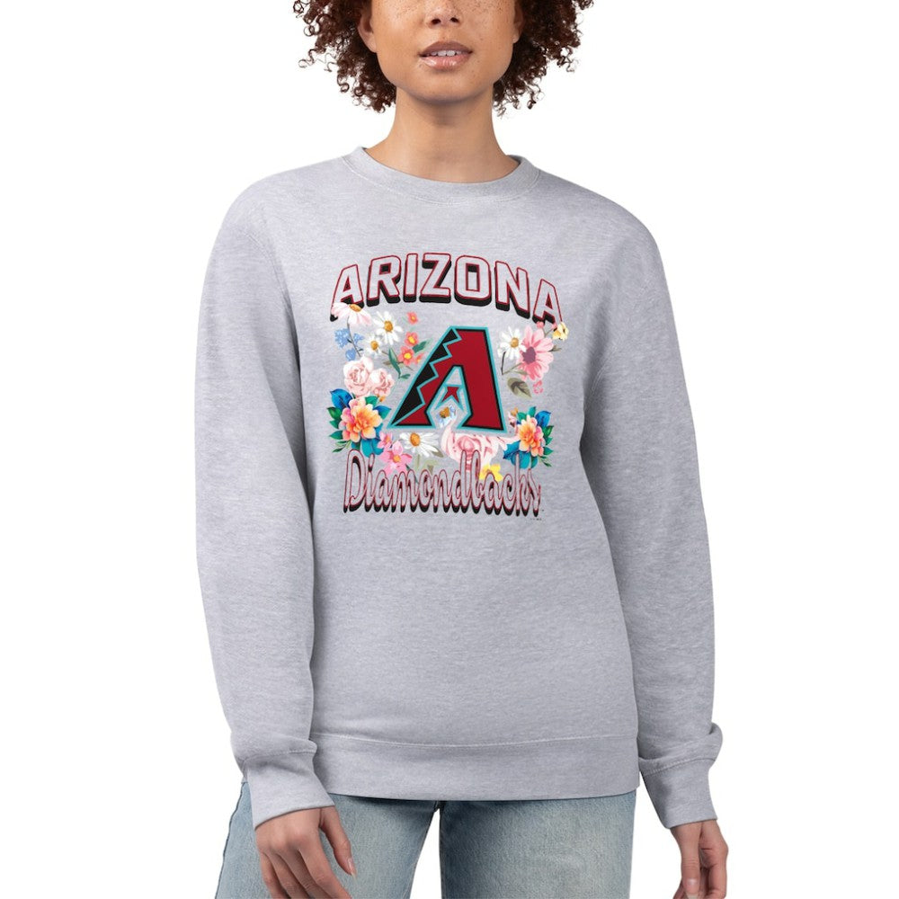Arizona Diamondbacks G-III 4Her by Carl Banks Women's Flowers Graphic Pullover Sweatshirt - Heather Gray Pullover