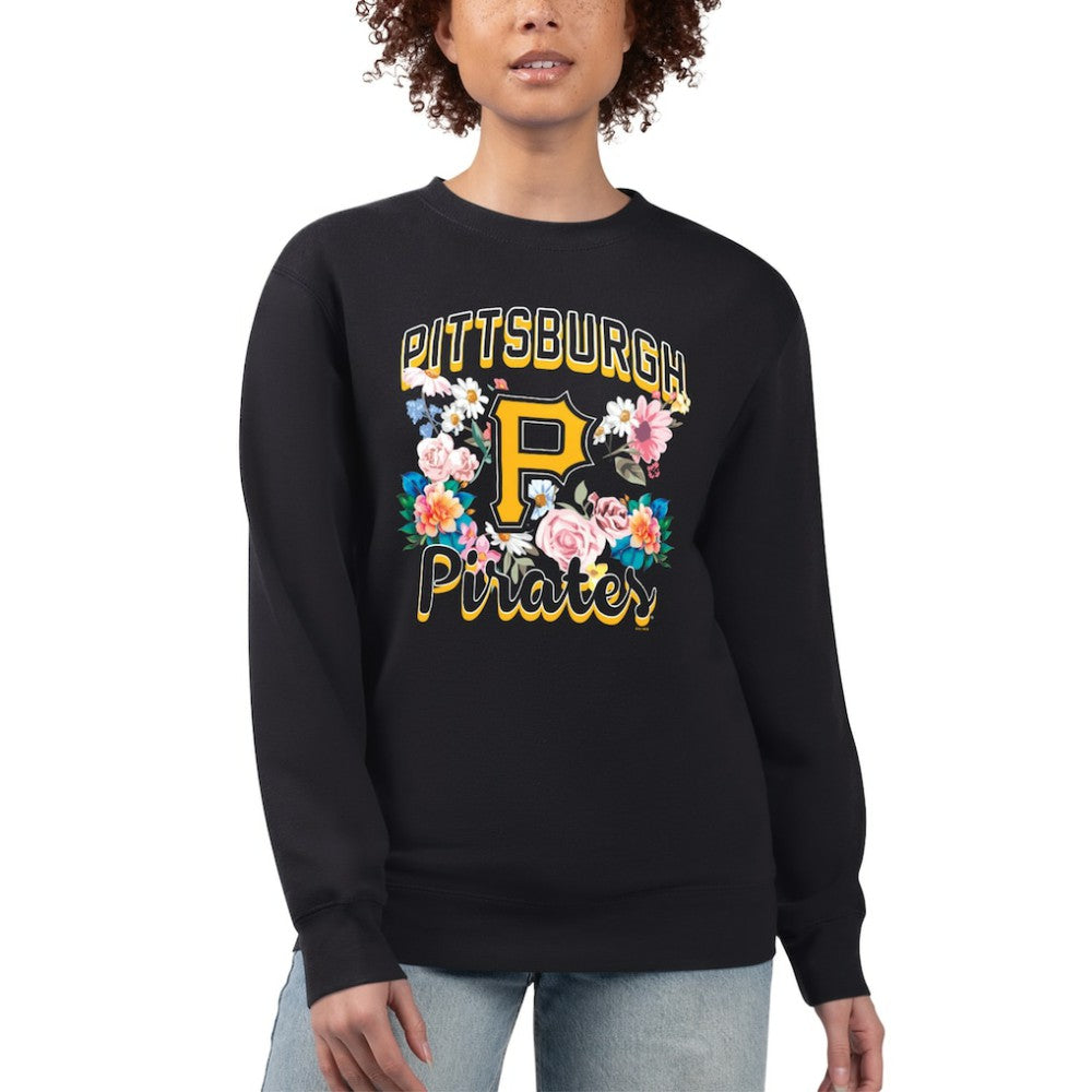 Pittsburgh Pirates G-III 4Her by Carl Banks Women's Flowers Graphic Pullover Sweatshirt - Black Pullover