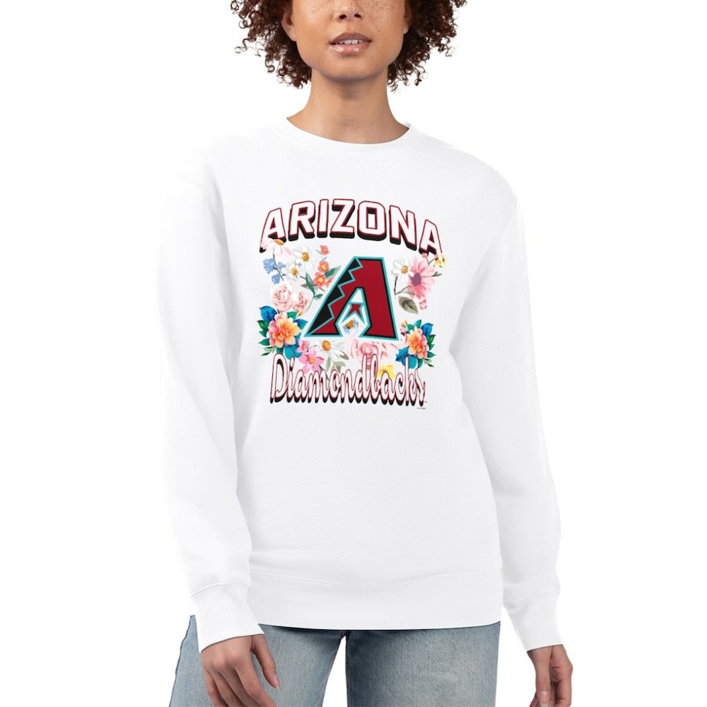 Arizona Diamondbacks G-III 4Her by Carl Banks Women's Flowers Graphic Pullover Sweatshirt - White Pullover