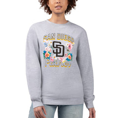 San Diego Padres G-III 4Her by Carl Banks Women's Flowers Graphic Pullover Sweatshirt - Heather Gray Pullover