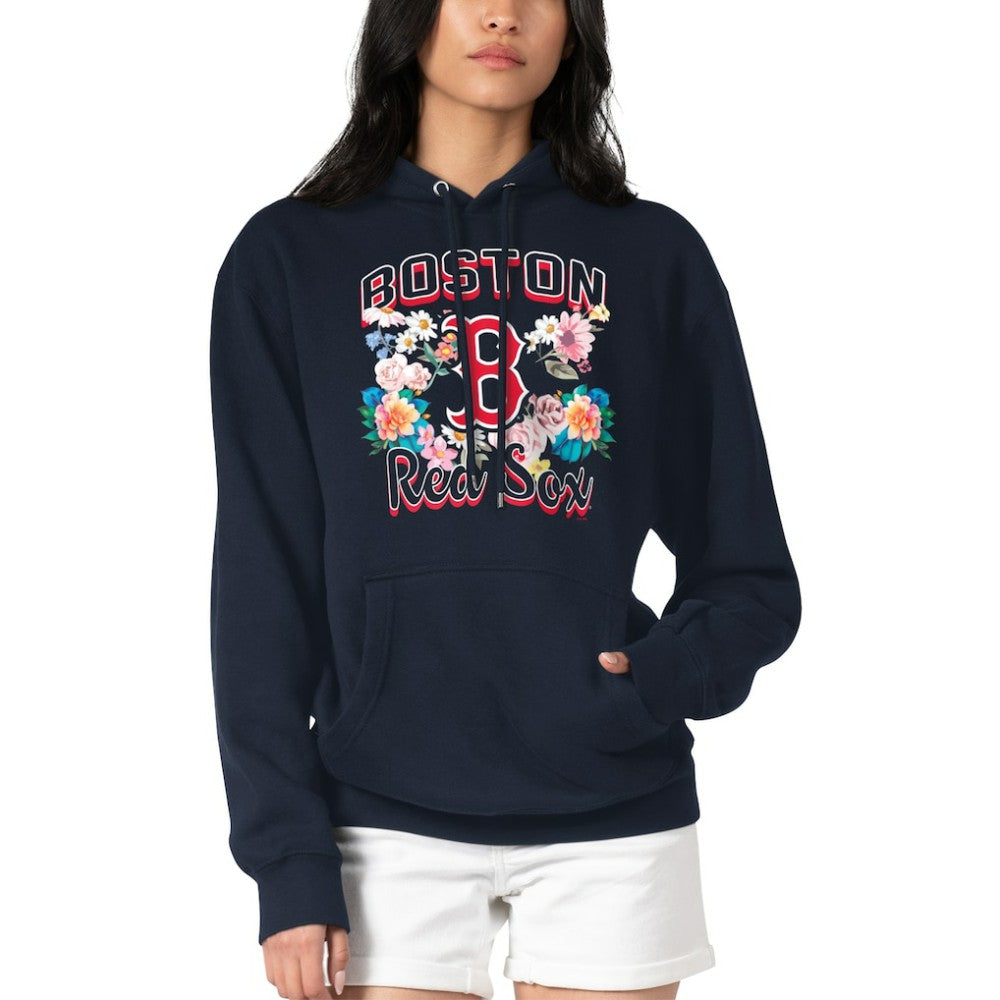 Boston Red Sox G-III 4Her by Carl Banks Women's Flowers Graphic Pullover Hoodie - Navy Hoodies