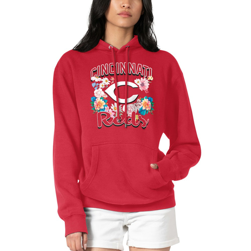 Cincinnati Reds G-III 4Her by Carl Banks Women's Flowers Graphic Pullover Hoodie - Red Hoodies