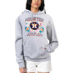 Houston Astros G-III 4Her by Carl Banks Women's Flowers Graphic Pullover Hoodie - Heather Gray Hoodies