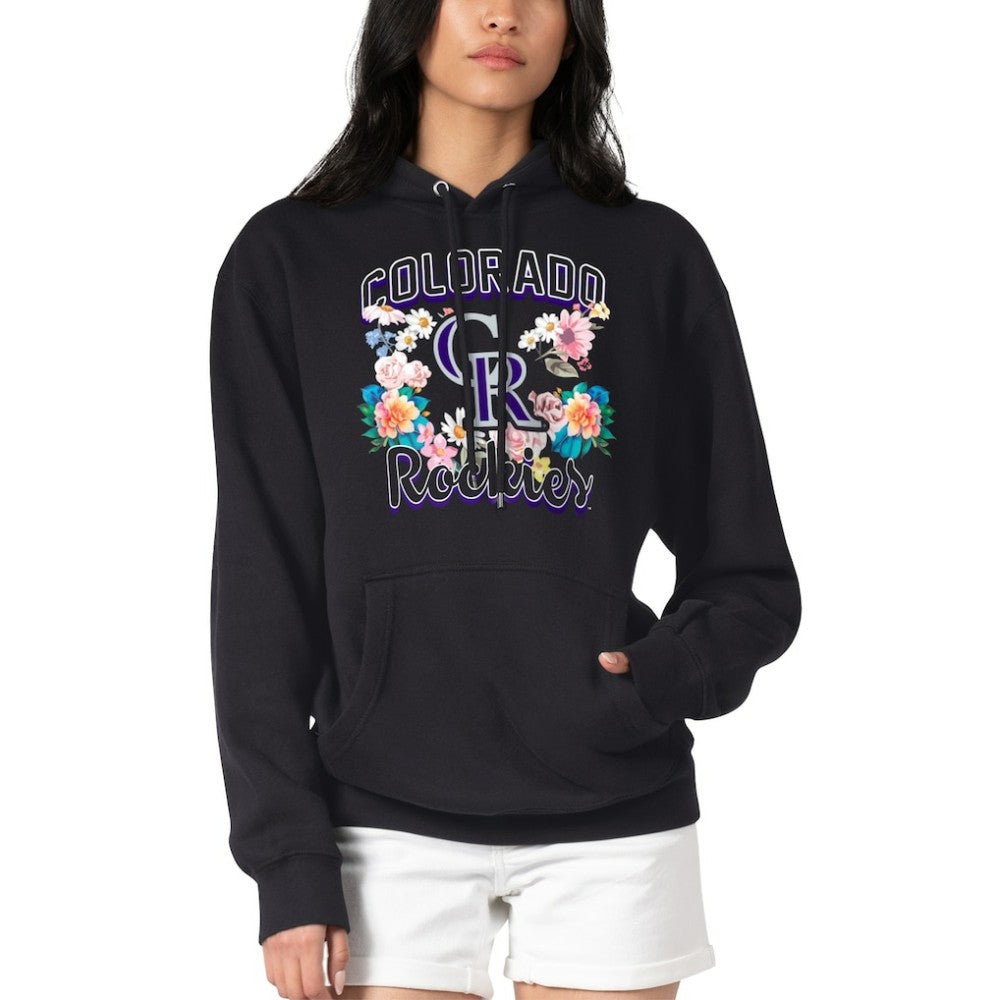 Colorado Rockies G-III 4Her by Carl Banks Women's Flowers Graphic Pullover Hoodie - Black Hoodies
