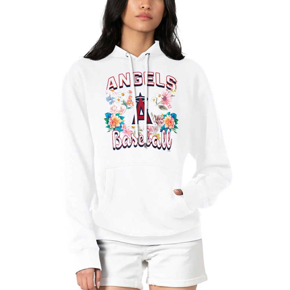 Los Angeles Angels G-III 4Her by Carl Banks Women's Flowers Graphic Pullover Hoodie - White Hoodies