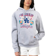 Los Angeles Dodgers G-III 4Her by Carl Banks Women's Flowers Graphic Pullover Hoodie - Heather Gray Hoodies