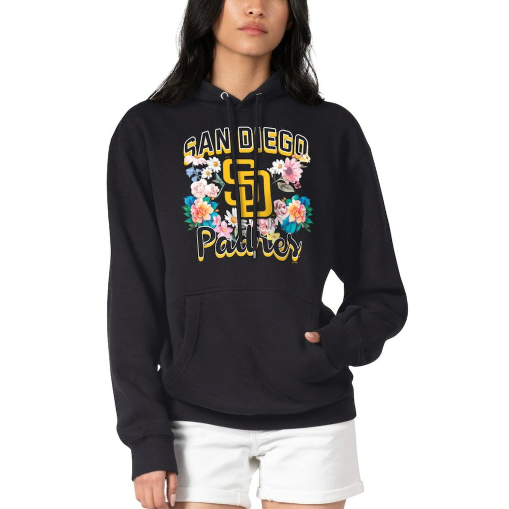 San Diego Padres G-III 4Her by Carl Banks Women's Flowers Graphic Pullover Hoodie - Black Hoodies