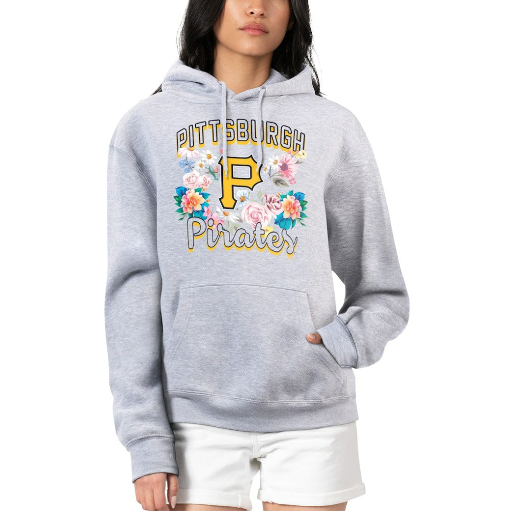 Pittsburgh Pirates G-III 4Her by Carl Banks Women's Flowers Graphic Pullover Hoodie - Heather Gray Hoodies