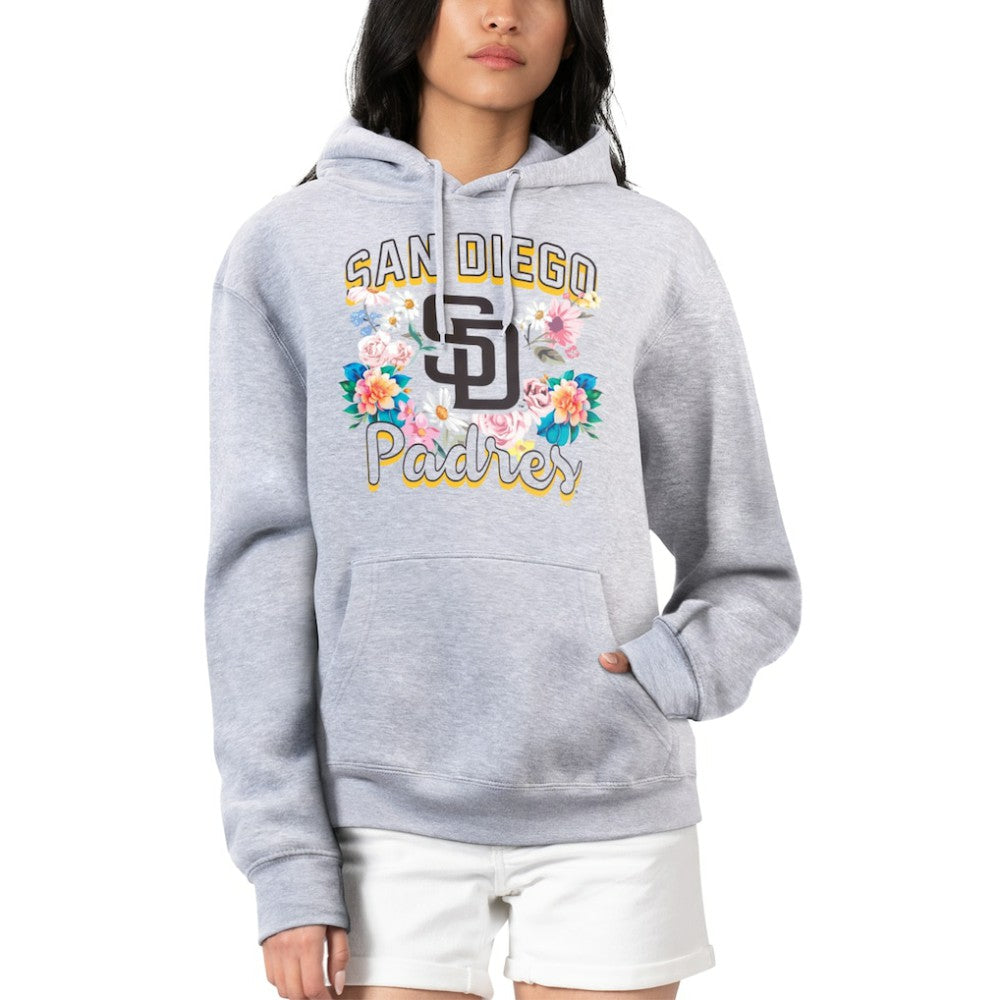 San Diego Padres G-III 4Her by Carl Banks Women's Flowers Graphic Pullover Hoodie - Heather Gray Hoodies