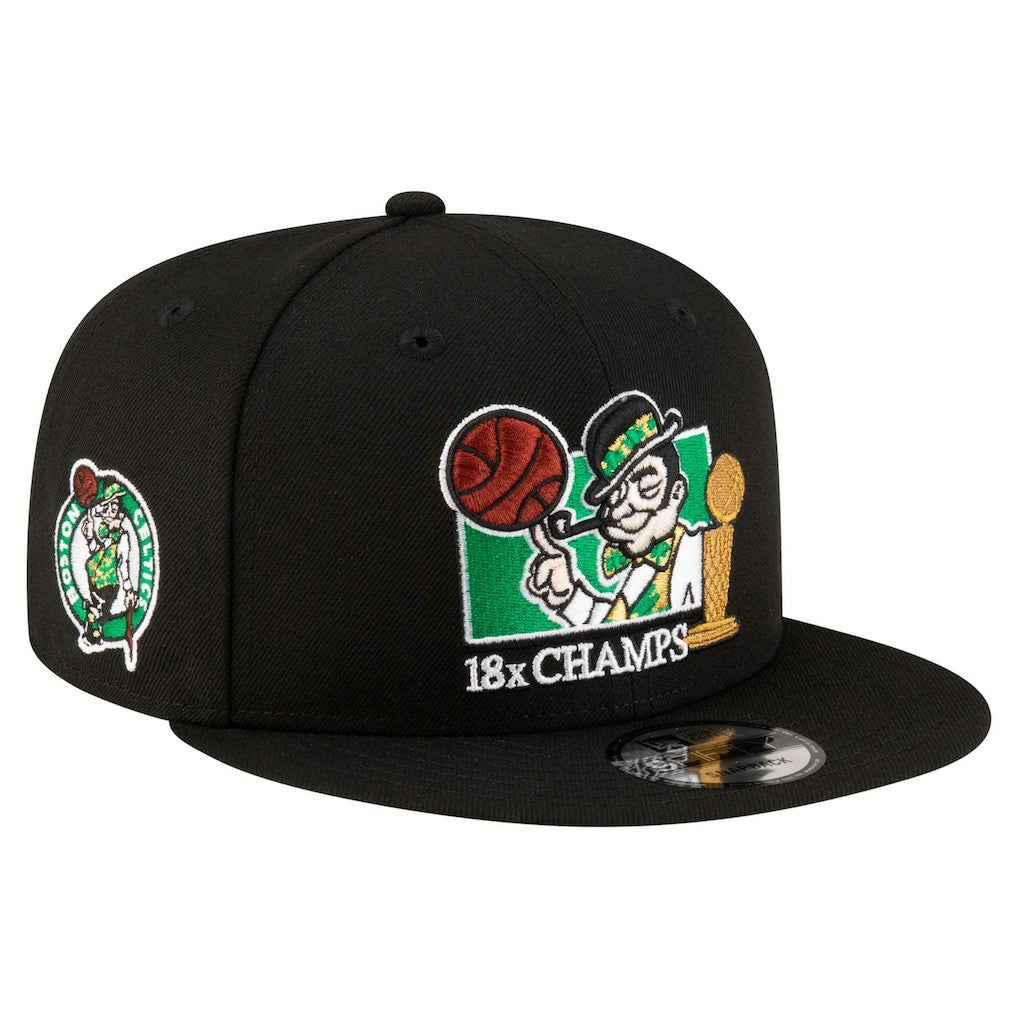 Boston Celtics Lucky 18x Champs 9FIFTY Snapback Hat Black - New Era