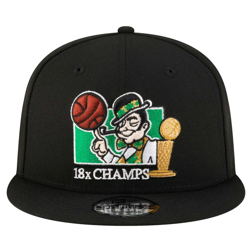 Boston Celtics Lucky 18x Champs 9FIFTY Snapback Hat Black - New Era