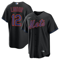 Francisco Lindor New York Mets Nike Alternate Replica Jersey - Black Jerseys