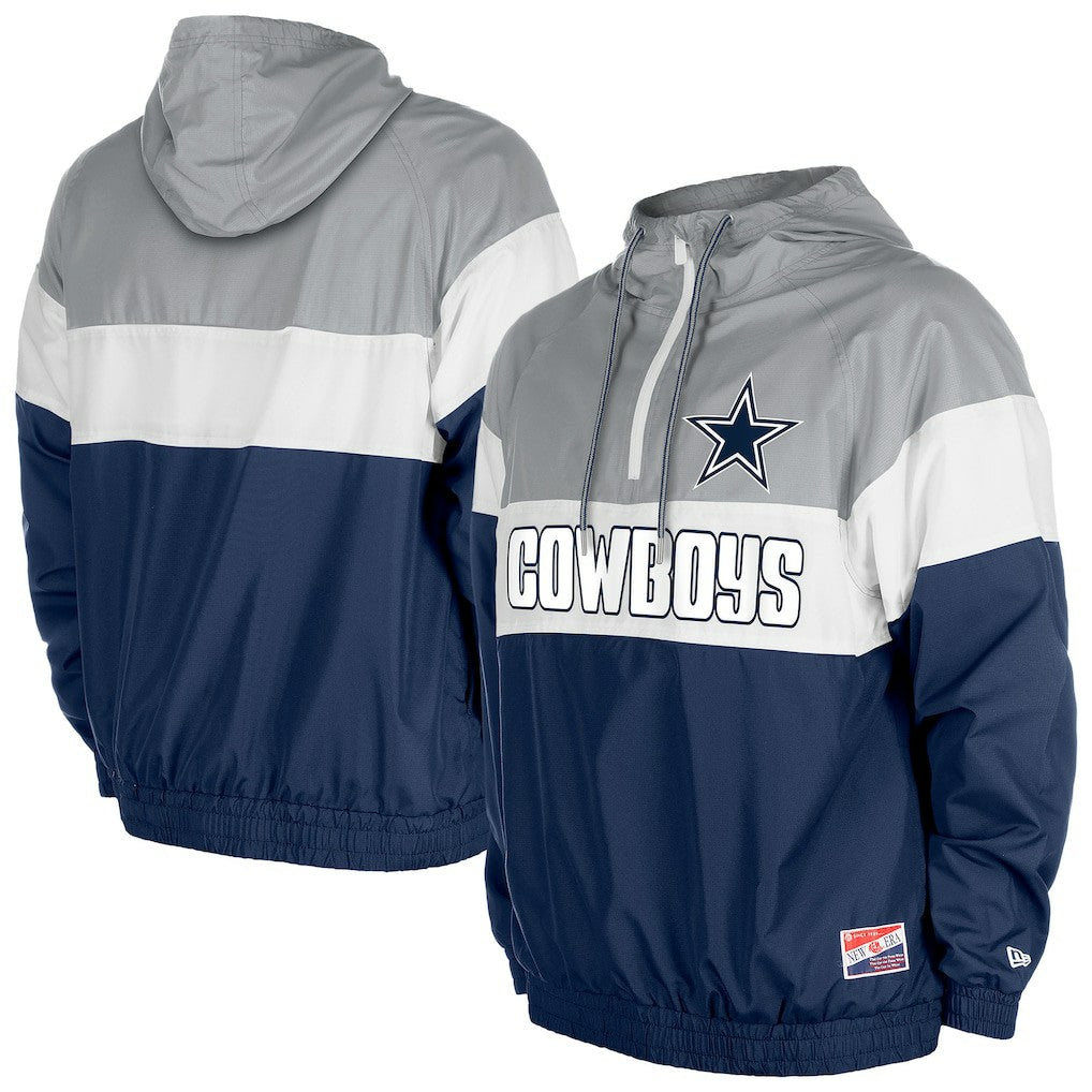 Dallas Cowboys New Era Pullover Quarter-Zip Hoodie Jacket - Navy Hoodies