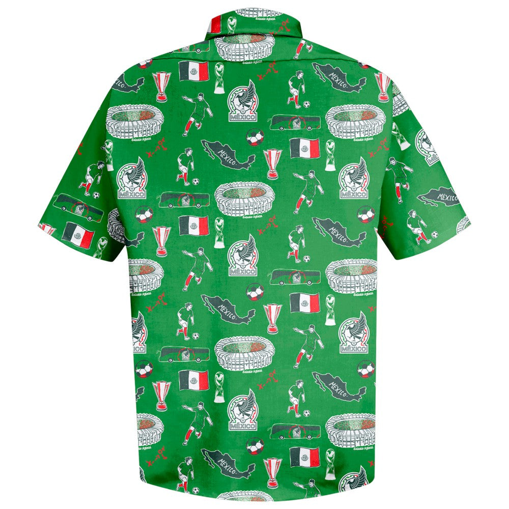 Mexico National Team Vive La Fete Impressions Artwork Button-Down Shirt Green