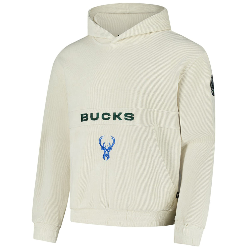Milwaukee Bucks The Wild Collective Unisex Corduroy Tri-Blend Pullover Hoodie Cream