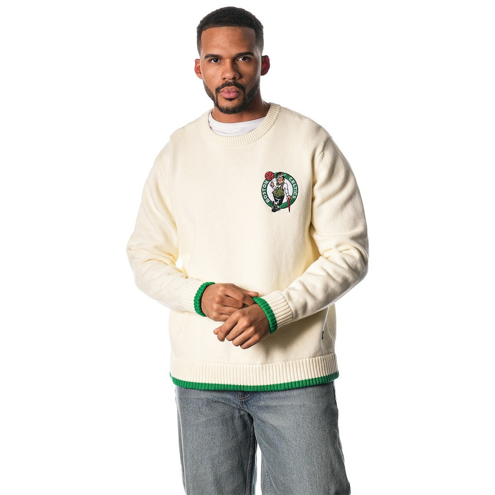 Boston Celtics The Wild Collective Unisex Jacquard Knit Pullover Sweater Cream