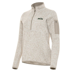 New York Jets Antigua Women's Fortune Half-Zip Jacket - Oatmeal Jackets