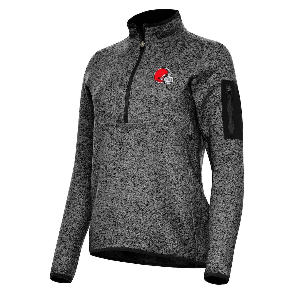 Cleveland Browns Antigua Women's Fortune Half-Zip Jacket - Heather Black Jackets