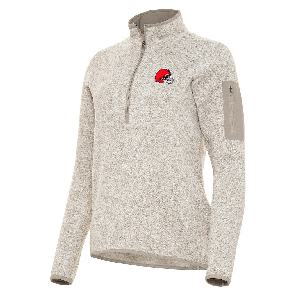 Cleveland Browns Antigua Women's Fortune Half-Zip Jacket - Oatmeal Jackets