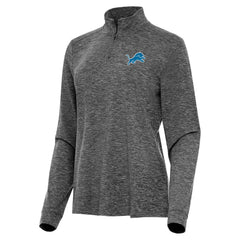 Detroit Lions Antigua Women's Mentor Quarter-Zip Jacket - Heather Black Jackets