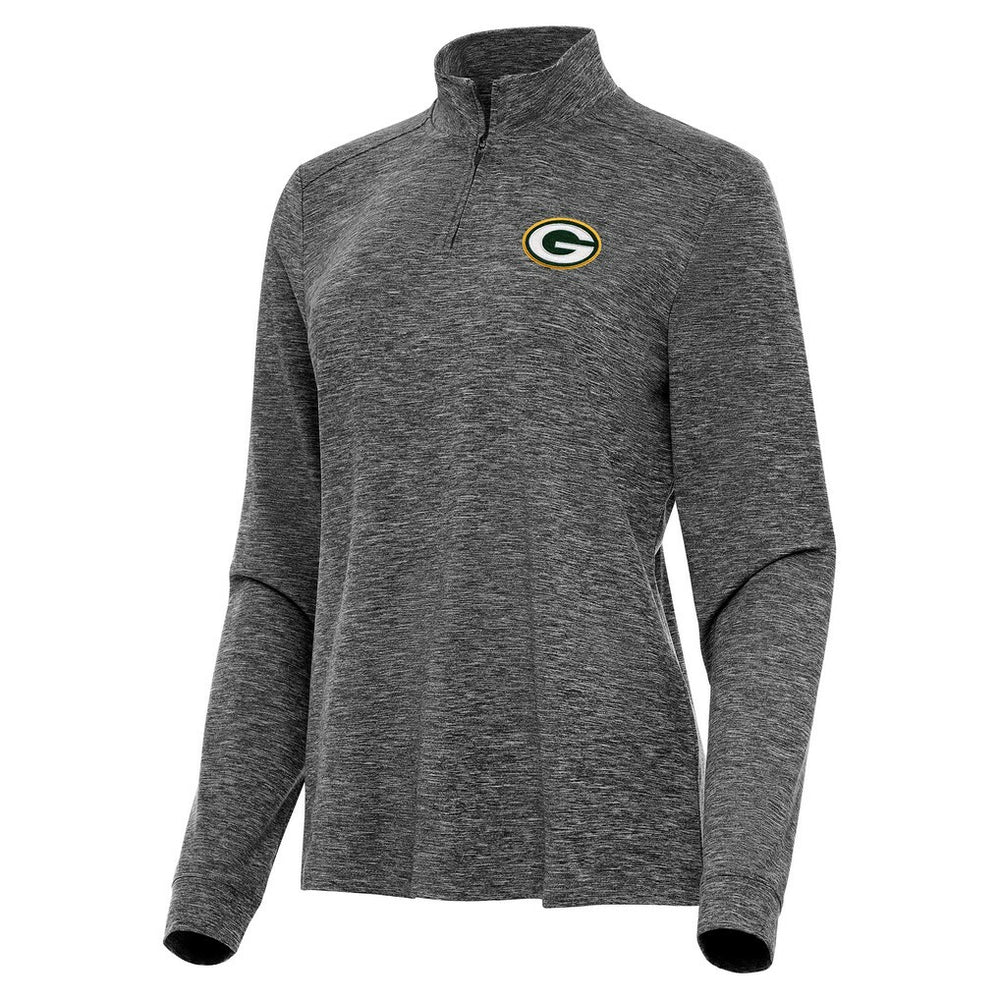 Green Bay Packers Antigua Women's Mentor Quarter-Zip Jacket - Heather Black Jackets