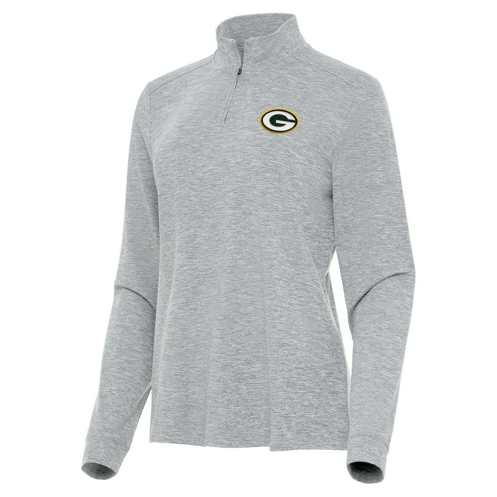 Green Bay Packers Antigua Women's Mentor Quarter-Zip Jacket - Heather Gray Jackets