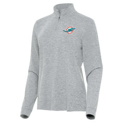 Miami Dolphins Antigua Women's Mentor Quarter-Zip Jacket - Heather Gray Jackets