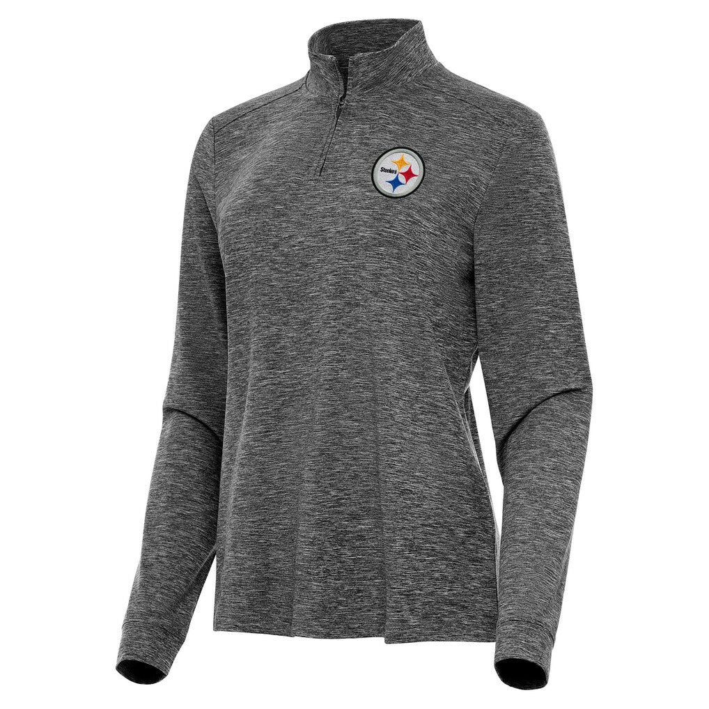 Pittsburgh Steelers Antigua Women's Mentor Quarter-Zip Jacket - Heather Black Jackets