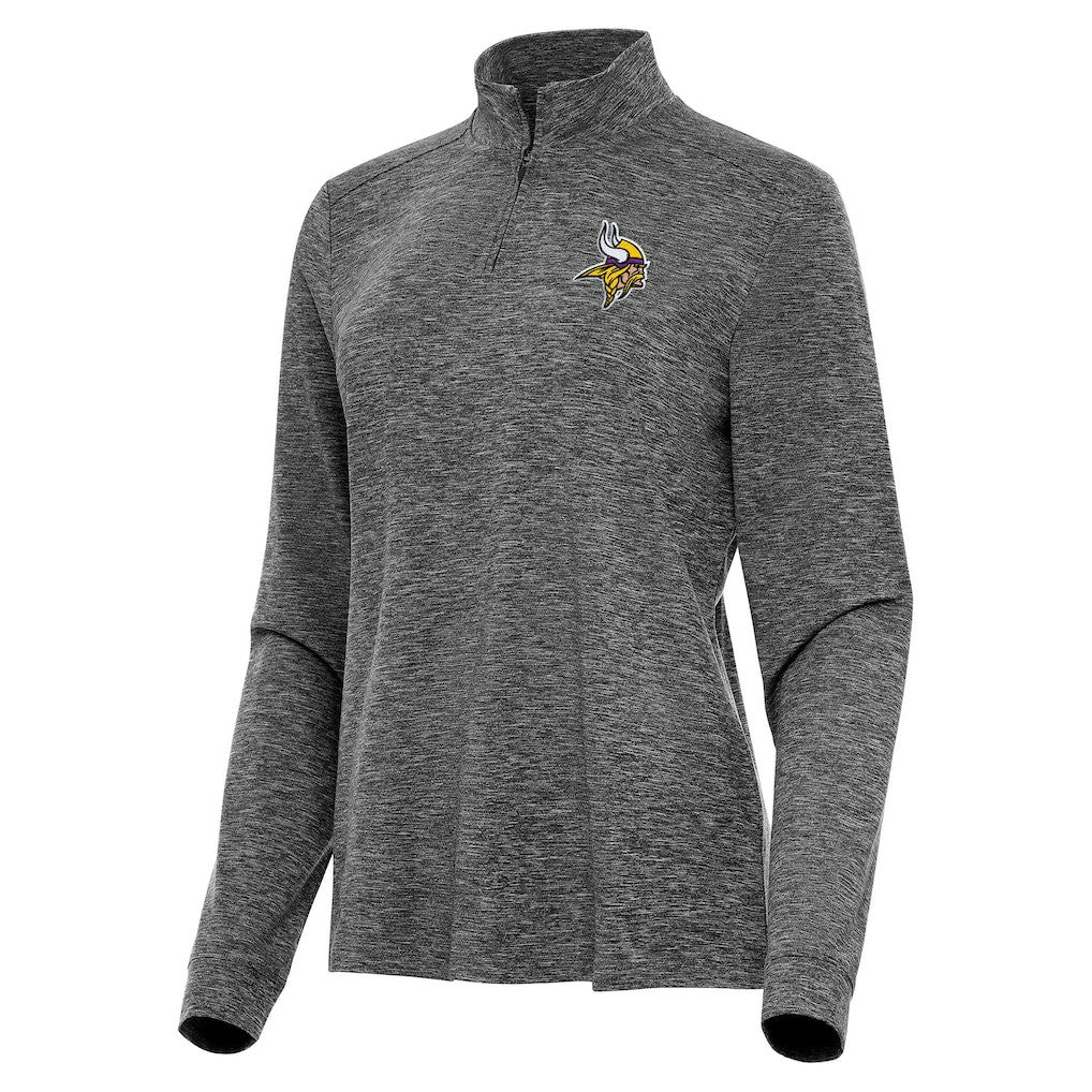 Minnesota Vikings Antigua Women's Mentor Quarter-Zip Jacket - Heather Black Jackets