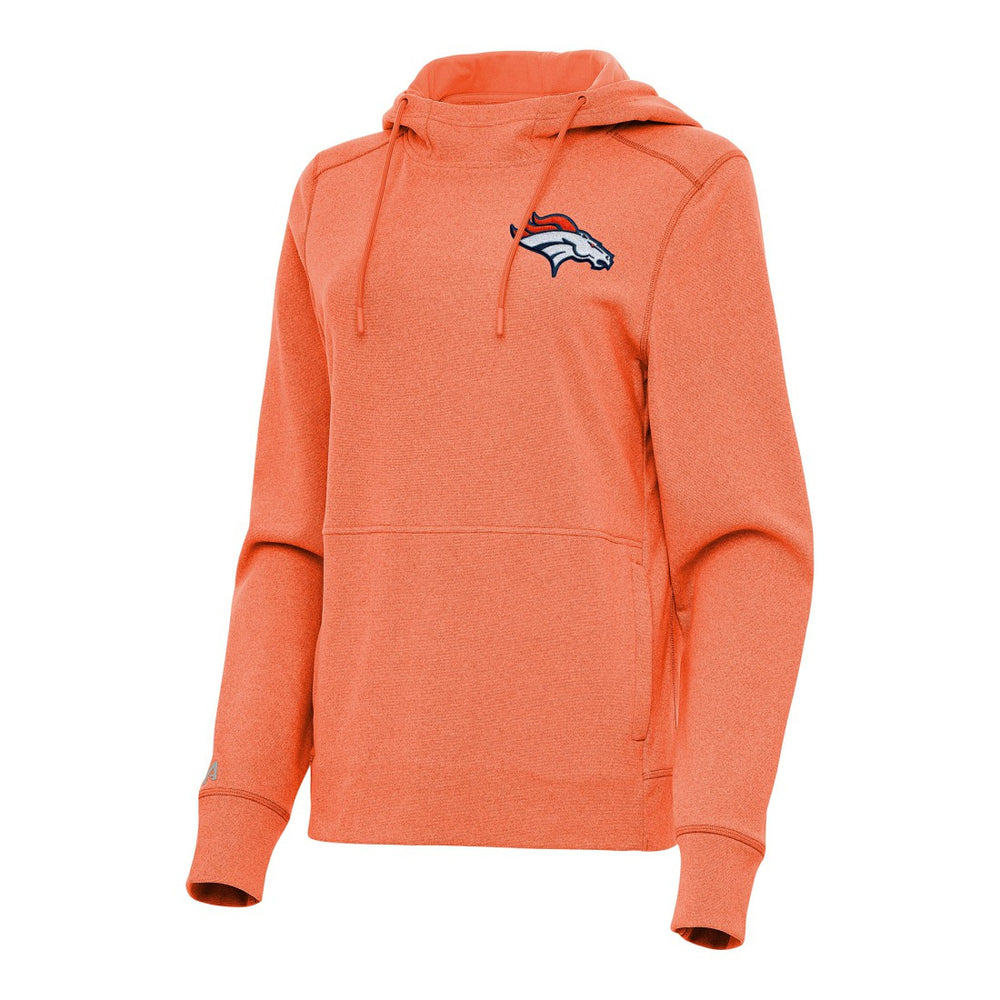 Denver Broncos Antigua Women's Justice Pullover Hoodie - Heather Orange Hoodies