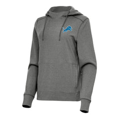 Detroit Lions Antigua Women's Justice Pullover Hoodie - Heather Black Hoodies