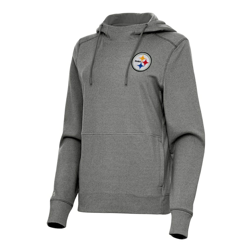 Pittsburgh Steelers Antigua Women's Justice Pullover Hoodie - Heather Black Hoodies