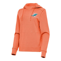 Miami Dolphins Antigua Women's Justice Pullover Hoodie - Heather Orange Hoodies