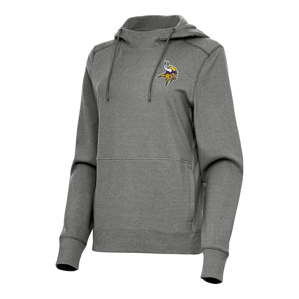 Minnesota Vikings Antigua Women's Justice Pullover Hoodie - Heather Black Hoodies