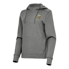 Minnesota Vikings Antigua Women's Justice Pullover Hoodie - Heather Black Hoodies