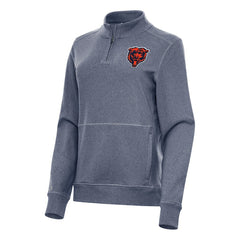 Chicago Bears Antigua Women's Crush Quarter-Zip Jacket - Heather Navy Jackets