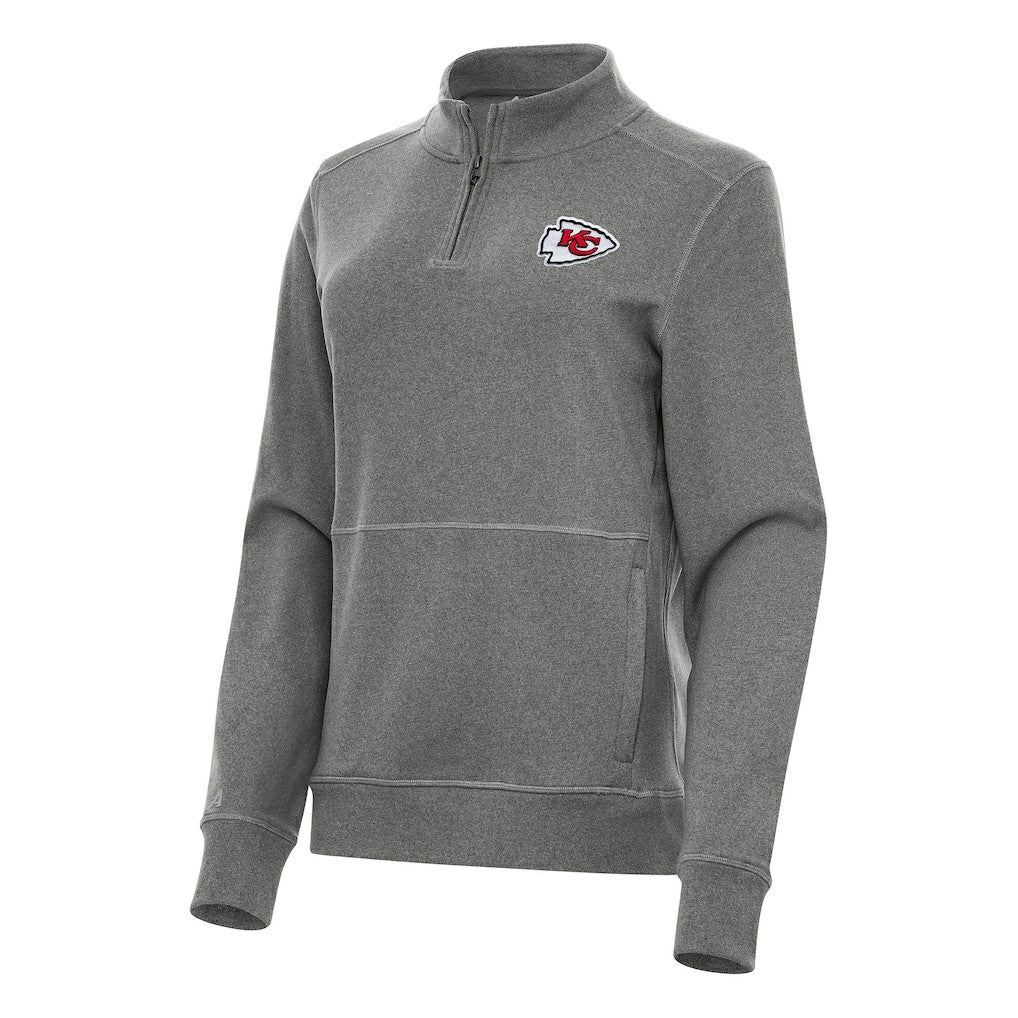 Kansas City Chiefs Antigua Women's Crush Quarter-Zip Jacket - Heather Black Jackets