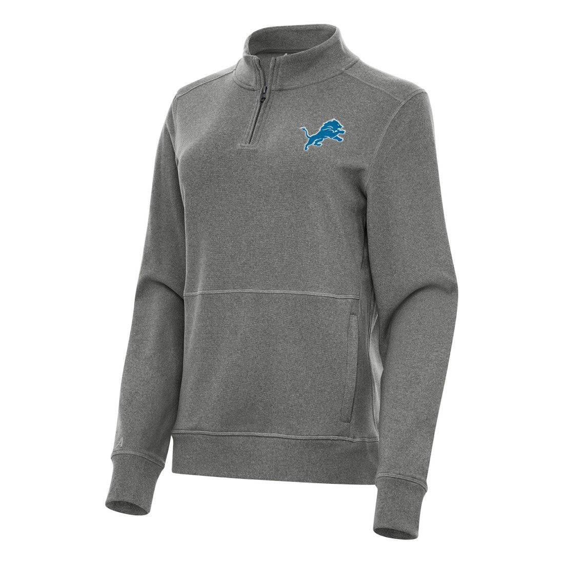 Detroit Lions Antigua Women's Crush Quarter-Zip Jacket - Heather Black Jackets