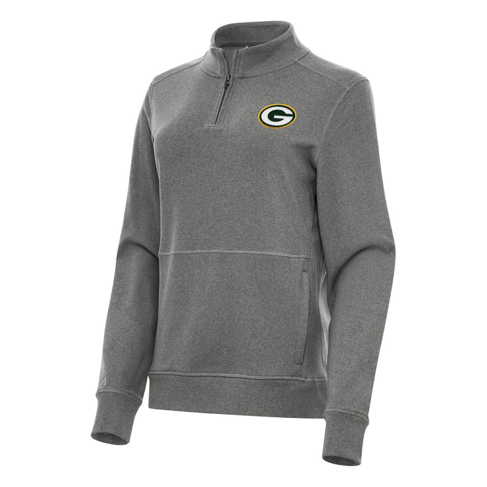Green Bay Packers Antigua Women's Crush Quarter-Zip Jacket - Heather Black Jackets