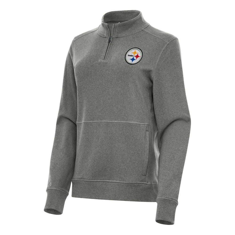 Pittsburgh Steelers Antigua Women's Crush Quarter-Zip Jacket - Heather Black Jackets